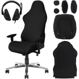 Elastische gaming-stoelhoes, 6 stuks, bekleding voor gamingstoel, bekleding voor bureaustoel met armleuningen, wasbaar, afneembaar, ergonomisch, gaming-stoelhoes