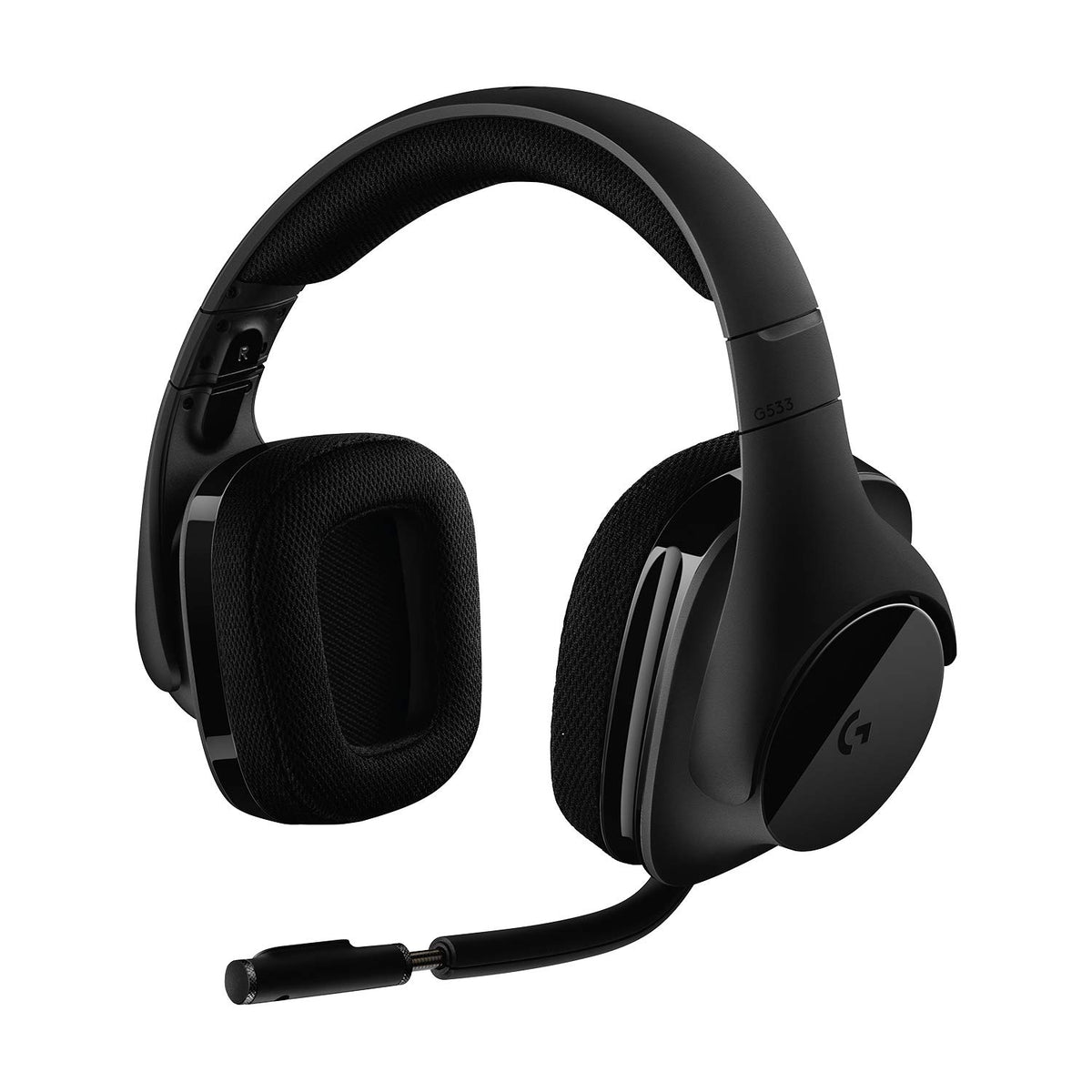Logitech G533 Draadloze Gaming Headset, 7.1 Surround sound, DTS Headphone:X, 40mm Pro-G drivers, Noise Cancelling Microfoon, 2.4GHz draadloos, Lichtgewicht, Batterijduur 15 uur, PC/Mac - Zwart