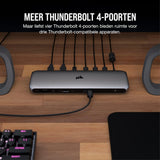 Corsair TBT200 Thunderbolt 4 Dock - Tot 96W-voeding - 4x Thunderbolt 4-poorten - Hulpprogramma voor Thunderbolt Dock - 4x USB-A-poorten - USB-C Poort - SD 4.0-kaartlezer - 2,5 G Ethernetpoort