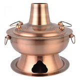 Fondue Chinese koperen hete pot, oude Peking Chinese hete pot koper roestvrij staal traditionele houtskool verwarmde soep stoom ketel keukengerei kookgerei (34cm)