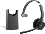 Cisco Headset 721, draadloze enkele on-ear Bluetooth-hoofdtelefoon, Webex-knop, USB-A HD Bluetooth-adapter, zachte hoes, oplaadstandaard, koolstofzwart, 1 jaar beperkte aansprakelijkheidsgarantie