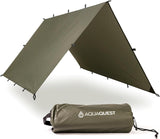 Aqua Quest Safari Tarp - 100% Waterdicht Lichtgewicht SilNylon Bushcraft Camping Shelter - 3x2, 3x3, 4x3, 6x4 Olijf Saai of Camo