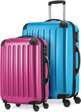 HAUPTSTADTKOFFER - Alex - 2-delige kofferset harde schaal glanzend, middelgrote koffer 65 cm + handbagage 55 cm, 74 + 42 liter, TSA, cyaanblauw-magenta, cyaanblauw-magenta, 65 cm, Kofferset