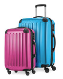 HAUPTSTADTKOFFER - Alex - 2-delige kofferset harde schaal glanzend, middelgrote koffer 65 cm + handbagage 55 cm, 74 + 42 liter, TSA, cyaanblauw-magenta, cyaanblauw-magenta, 65 cm, Kofferset