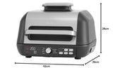 Ninja Foodi MAX PRO Grill, Vlakke Plaat & Airfryer met Digitale Meter, 3,8L, 7 Kookfuncties in 1, Grillen, Airfryen, Bakken, Braden en Meer, Vaatwasmachinebestendige Onderdelen, Zilver/Zwart AG651EU