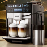 Siemens Volautomatische koffiemachine EQ.6 plus s700 TE657503DE, voor vele koffiespecialiteiten, melkschuimmondstuk, keramische molen, dubbele kopfunctie, anti-kalkaanslag, automatische stoomreiniging, 1500 W, roestvrij staal