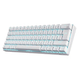 RK ROYAL KLUDGE RK61-DE mechanisch toetsenbord, 60% Bluetooth/bedraad, 2,4 GHz, 61 toetsen, hot-swap-compatibele bruine schakelaar, gaming-toetsenbord, compatibel met Win/Mac, wit, QWERTZ