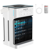 Vairtinary Mobiele airconditioning met afstandsbediening, 1100 ml, mini-luchtkoeler met waterkoeling, 3 luchtsnelheden en 3 koelnevel, 2-8 uur timer en 7 leds, mobiele airconditioner voor kamers