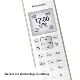 Panasonic KX-TGK220GB design draadloze telefoon met antwoordapparaat, station & oortelefoon, handsfree, wit lcd-scherm, blokkeert storende oproepen, magneet, zwart