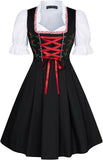 SCARLET DARKNESS Dirndl voor dames, 3-delig: jurk, shirt, schort voor Oktoberfest carnaval