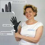 wegwerphandschoenen zwart, nitril handschoenen M, 100 stuks per doos, poedervrij & latexvrij, verkrijgbaar in maat XS, S, M, L, XL & XXL