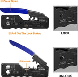 VCELINK GJ671BL krimptang RJ45 krimptang voor RJ45-stekker met Cat 7 Cat6A LAN-stekker Pass Through RJ45 netwerkstekker