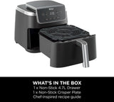 Ninja Air Freyer Pro 4,7 l, een lade, 4-in-1, airfryer, grillen, opwarmen, uitdrogen, koken 1-2 porties, digitaal, vrieskachine, lade met antiaanbaklaag en knapperige mand, 2000 W