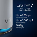 NETGEAR Orbi Satellite Quad-Band WiFi 7 Mesh (RBE970), werkt met Orbi RBE972S en RBE973S, breidt de dekking uit tot 300 m²