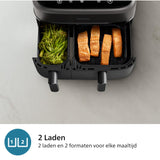 Philips Dual Basket Air Fryer 3000 Series, 9 Litre, with 2 Drawers, Breakfast Kit, Rapid Air Technology, Versatile Large Air Fryer For The Whole Family, 99% Less Fat And Energy Saving