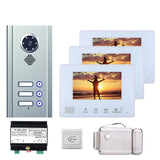 7 Inch Bus 2 Wire Video Deur Telefoon Intercom Systemen Kit Voor Home 3 Appartement Elektronische Deur Lock Home Night Vision