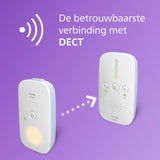 Philips Avent DECT-babyfoon - Storingsvrije verbinding - Energiebesparende ECO-modus - Geluidsniveaulampjes - Bereik tot 330 meter - Tot 24 uur gebruiksduur - Nachtlampje - SCD503/26 - Wit