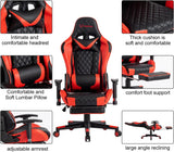 FOXSPORT Ergonomische gamingstoel - Volledig verstelbaar met armleuningen, voetsteun, hoofdsteun, rugleuning en kussen - Kantelfunctie - maximaal comfort. (Red, Met Voetsteun)