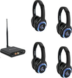 Retekess TA004 Silent Disco Starter Kit, Draadloze Hoofdtelefoon voor tv, 3 Kanalen, 200 m Bereik, 4 Hoofdtelefoons, Silent Disco Hoofdtelefoonset voor Feesten