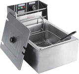 6L Roestvrijstalen Elektrische Friteuse, olie friteuse, commerciële friteuse met friteuse mand anti-brandende handgreep, voor thuiscatering Franse frietjes gebakken kip 2200W 44 x 28,5 x 28 cm