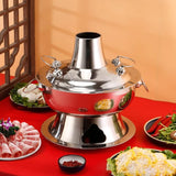 Fondue Chinese koperen hotpot, houtskool koperen pot, huishoudelijke verdikte imitatie koperen hete pot, oude Beijing Shabu-Shabu voor (36cm)