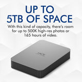 LaCie Mobile Drive Moon, 4TB, Draagbare Externe harde schijf, Silver, USB-C 3.2, voor pc en Mac, gerecyclede materialen na consumptie, inclusief Adobe All Apps en 3 jaar Rescue-services (STLP4000400)