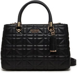 GUESS Assia High Society Satchel voor dames, top handgrepen, zwart, één maat, Zwart, Eén maat