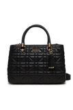 GUESS Assia High Society Satchel voor dames, top handgrepen, zwart, één maat, Zwart, Eén maat