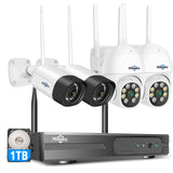 【5MP camera + 10 kanalen】Hiseeu draadloos beveiligingscamerasysteem, 5MP PTZ-camera + Bullet Camera CCTV-camerasysteem met 2-weg audio, IP66 waterdicht, kleur nachtzicht, bewegingsdetectie, 1 TB HDD