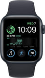 Apple Watch SE (2e gen.) (GPS, 40mm) smartwatch - kast van middernacht aluminium Middernacht sportbandje - Standaardmaat. Conditie en slaap bijhouden, crashdetectie, waterbestendig