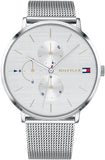 Tommy Hilfiger Multi-Wijzerplaat Quartz Horloge voor Dames Roestvrij Staal Mesh Schakelarmband