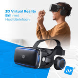 NK VR-bril met hoofdtelefoon - Slimme 3D Virtual Reality Smart Bril met Audio voor Smartphones van 4.7"-6.53", Kijkhoek 90-100º, 360º Rotatie, Verstelbare Lens en Lens Pupil, compatibel iPhone Android