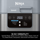 Ninja Speedi 10-in-1 snelkooktoestel en heteluchtfriteuse [ON400UK], 5,7 l, Speedi Meals, luchtfrituren, stomen, grillen, bakken, braden, aanbraden, langzaam koken en meer, kookt 4 porties, zeezoutgrijs