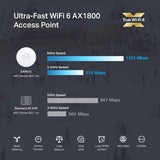 TP-Link EAP610 Ultraslank draadloos toegangspunt | Omada True Wi-Fi 6 AX1800 | Inclusief DC-adapter | Mesh, naadloos roaming, WPA3, MU-MIMO | Afstandsbediening en app-bediening | PoE+-aangedreven |