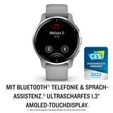 GARMIN Venu 2 Plus, Health Smartwatch, GPS, 1,3-inch AMOLED-Scherm, Fitness en Gezondheidsfuncties, 25 Sport-Apps, Muziekopslag, Garmin Pay, Ongevallendetectie, Powder Grey, Roestvrij Staal