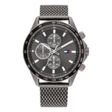 Tommy Hilfiger Analoge Multifunctionele Quartz Horloge voor Mannen met Gunmetal Roestvrij Staal Mesh Armband - 1792019, Grijs, Armband