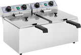 Royal Catering Elektrische Friteuse 2 X 13 Liter 230V Professionele RVS Frituur met Frituurmand en Deksel 60-200°C RCTF-13DH (2 X 3200W, Timerfunctie)