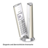 Panasonic KX-TGK220GB design draadloze telefoon met antwoordapparaat, station & oortelefoon, handsfree, wit lcd-scherm, blokkeert storende oproepen, magneet, zwart