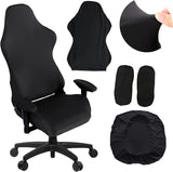 Gamingstoelhoes - 4 stuks / set bureaustoelbekleding met armleuninghoesjes/stoelhoes / stoelhoes / stoelhoes, gaming-stoelhoes (zwart)