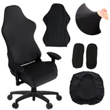 Gamingstoelhoes - 4 stuks / set bureaustoelbekleding met armleuninghoesjes/stoelhoes / stoelhoes / stoelhoes, gaming-stoelhoes (zwart)