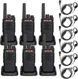 Retevis RT668 Walkietalkie met Headset, PMR446 Licentievrije Radio, Lange Afstand Walkietalkie Oplaadbaar, Draagbare 2-Weg Radio voor Beveiliging, Restaurant en Hotel (Zwart, 6 Stuks)