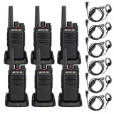 Retevis RT668 Walkietalkie met Headset, PMR446 Licentievrije Radio, Lange Afstand Walkietalkie Oplaadbaar, Draagbare 2-Weg Radio voor Beveiliging, Restaurant en Hotel (Zwart, 6 Stuks)