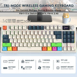 RK86 Pro 75% Draadloos Mechanisch Toetsenbord, 2.4G/BT5.0/USB-C Bedraad Tri-mode Gamingtoetsenbord, QWERTY, 1,2'' TFT HD-Kleurenscherm en Knob, RGB-Backlit Hot-Swap Linear Switch PBT Keycap - Wit