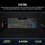 CORSAIR K70 PRO RGB optisch-mechanisch gamingtoetsenbord – OPX lineaire schakelaars, PBT-toetsen met dubbele injectie, 8.000 Hz pollingssnelheid – AZERTY BE – zwart