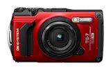 OM SYSTEM Tough TG-7 digitale camera, rood, 12MP, waterdicht, schokbestendig, onderwater- en macrofotografiemodi, 4K-video, 4x-groothoek-zoomlens (opvolger van de Olympus TG-6)