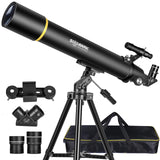 Telescopen voor volwassenen astronomie, 80 mm diafragma 900 mm professionele refractortelescoop voor kinderen en beginners, compacte en draagbare reistelescoop met draagtas