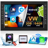 [2G + 64G] Hikity Android 13 autoradio voor VW Polo Golf Jetta Sharan Passat Skoda met Carplay en Android Auto Wireless, 7 inch touchscreen met BT, GPS, spiegellink, FM/RDS radio, microfoon,