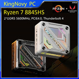 KingnovyPC 4K Mini-pc AMD Ryzen 7 8845HS Windows 11 Pro, 16 GB 5600 MHz DDR5 1 TB NVMe, ondersteuning eGPU, Mini-PC Gaming, Thunderbolt 4 HDMI DP, 4 x USB, 2 x 2,5 G RJ45 LAN, WLAN 6 BT5.2