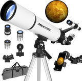 MEEZAA Telescoop voor volwassenen astronomie, 80 mm diafragma 600 mm refractortelescoop voor kinderen en beginners, multi-coated optica hoge transmissie telescopen met statief en telefoon adapter