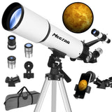 MEEZAA Telescoop voor volwassenen astronomie, 80 mm diafragma 600 mm refractortelescoop voor kinderen en beginners, multi-coated optica hoge transmissie telescopen met statief en telefoon adapter